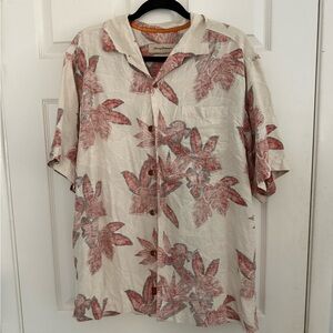 Tommy Bahama Red and Cream Leaf Shirt